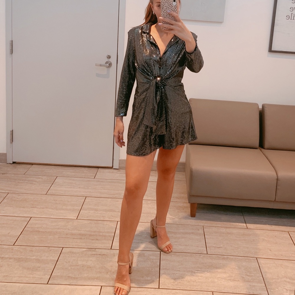 NWT ZARA Black Sequined Jumpsuit